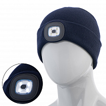 Шапка вязаная CONDOR, с фонарем, цвет синий